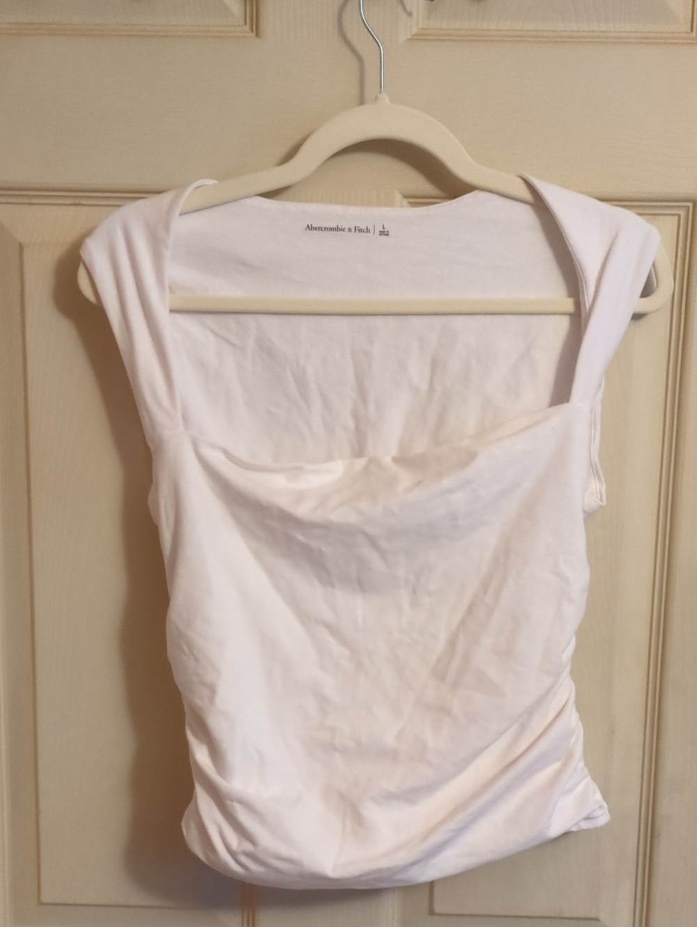 NWOT Abercrombie & Fitch Large White Ava (Portrait Neck) Top